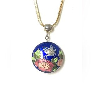 Blue Cloisonné Pendant on a Napier Chain